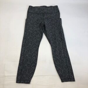 Athleta Salutation Stash Pocket High Rise Leggings Black White‎ Speckled Yoga M